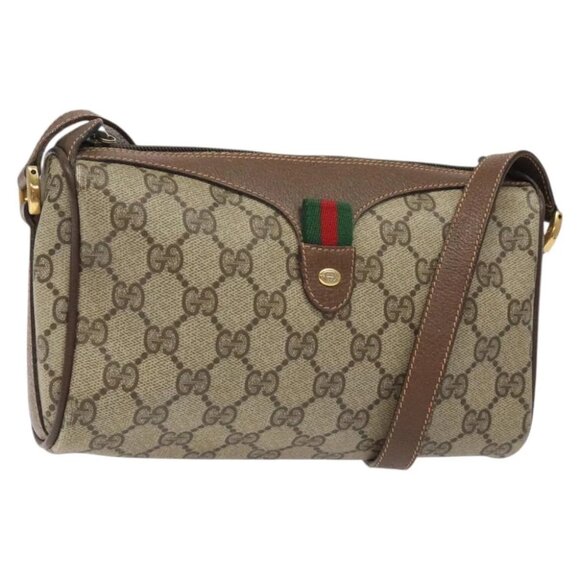 GUCCI GG Supreme Web Sherry Line Shoulder Bag PVC Beige 89 02 018 Auth - Picture 1 of 16